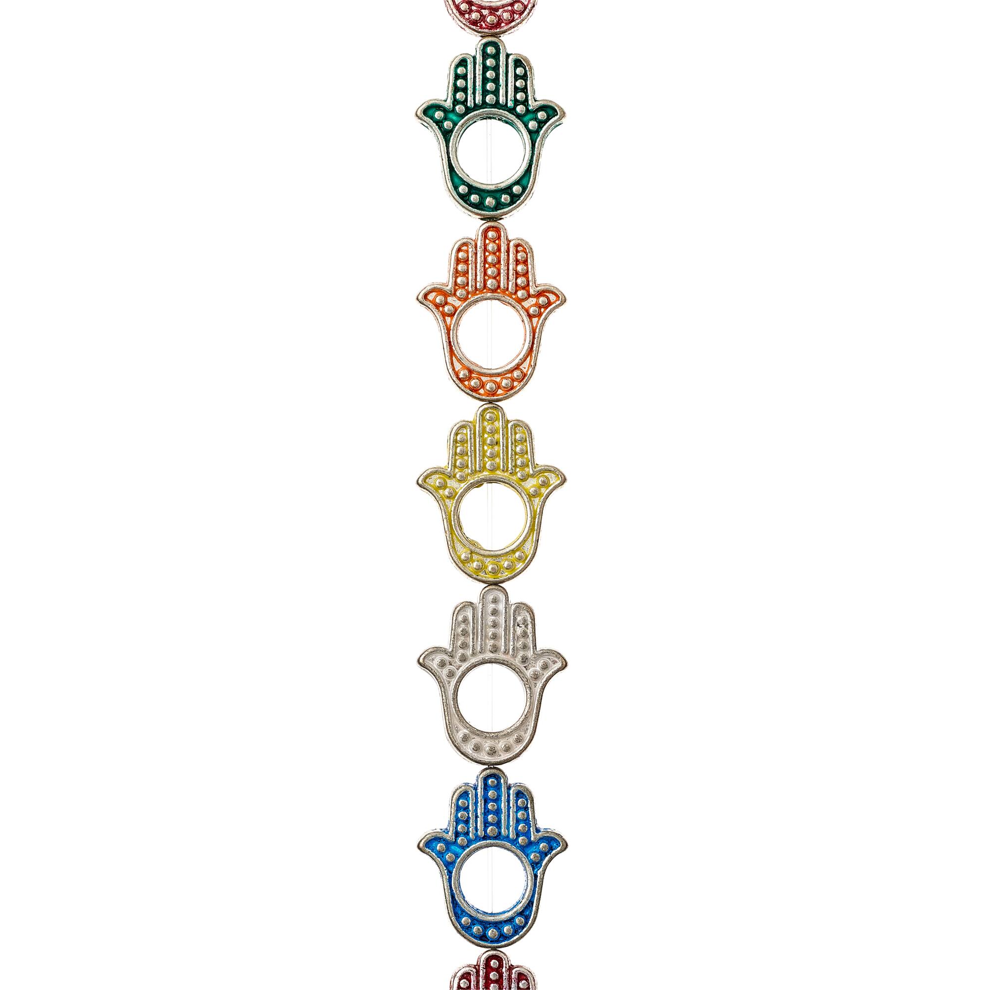 Multicolor Hamsa Metal Hand Beads, 15mm by Bead Landing™